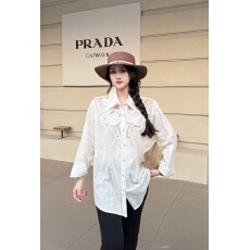 批发法式镂空蕾丝拼接白色衬衫女2026年春季新款设计感气质宽松上衣潮