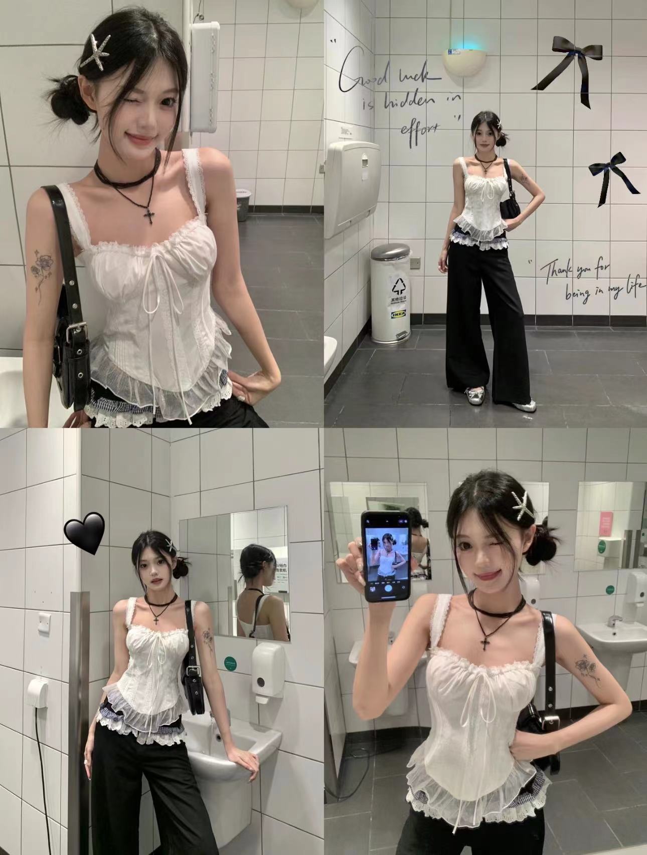 실사 정가 심장 발레 레이스 발레 바람 슬립 여성 여름 품격 디자인 센스 맨위 여성 여름