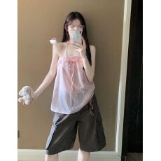 批发实拍实价 镂空抹胸系带荷叶边露肩吊带透气修身<b class='q'>上衣</b>+外穿修身内衣