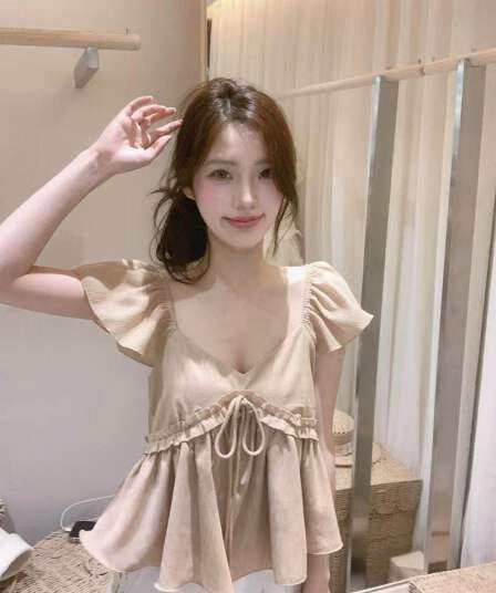 프릴 반팔 셔츠 여성 의류 여름 달콤한 스타일 chic 다용도 풀오버 맨위