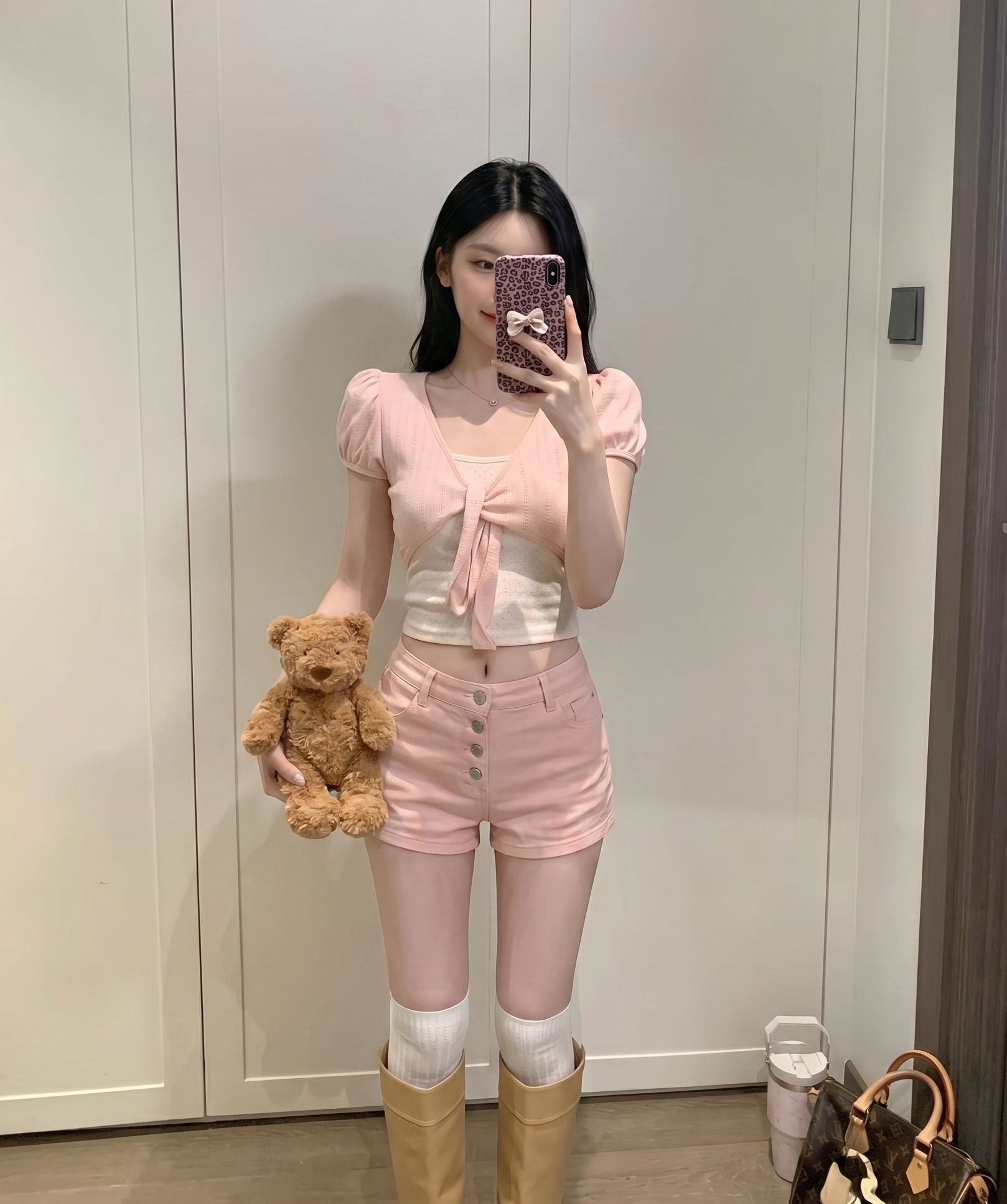실사 정가 여름 달콤함 부서 매듭 페이크 레이어드 도트 무늬 패치워크 티셔츠 몸매 가꾸기 슬림해 보이는 반팔 여성