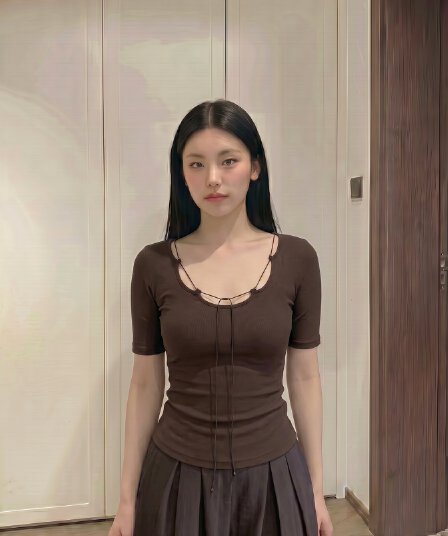 실사 정가 커피 색상 반팔 티셔츠 여성 여름 디자인 센스 몸매 가꾸기 슬림해 보이는 모달 니트 작은 맨위