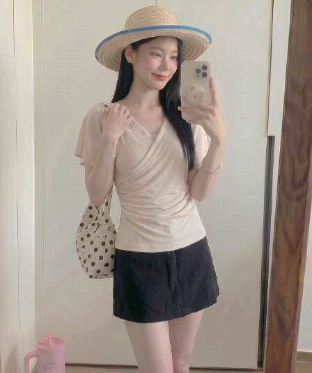 실사 정가 칼라 레이스 레이스 맨위 여성 여름