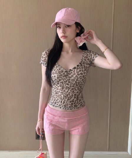 실사 정가 복숭아 심장 고리 몸매 가꾸기 티셔츠 여성 여름