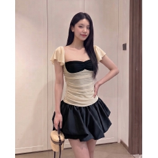 批发实拍实价 拼接撞色<b class='q'>网纱</b>小飞袖弹力吊带上衣+自带<b class='q'>打底裤</b>韩女短裙裤