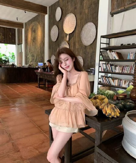 실사 감소되지 않음 조기 가을 낭만주의 안개 새싹 센스 연꽃 잎 소매 레이스 조각 다용도 작은 셔츠