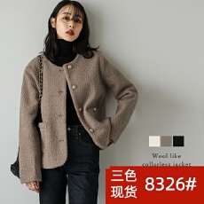 批发<b class='q'>外贸</b><b class='q'>女</b>装 日本乐天2025秋冬新 小香风毛呢外套气质百搭羊羔毛外套