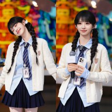 批发田曦薇同款毛衣开衫韩版慵懒风白色麻花圆领长袖单排扣针织<b class='q'>外套</b>女