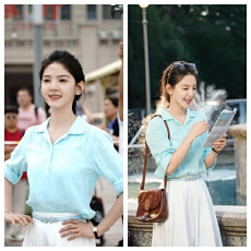 批发<b class='q'>冬</b>去春来章若楠庄庄同款衬衫上衣春秋休闲翻领衬衣女衣服潮