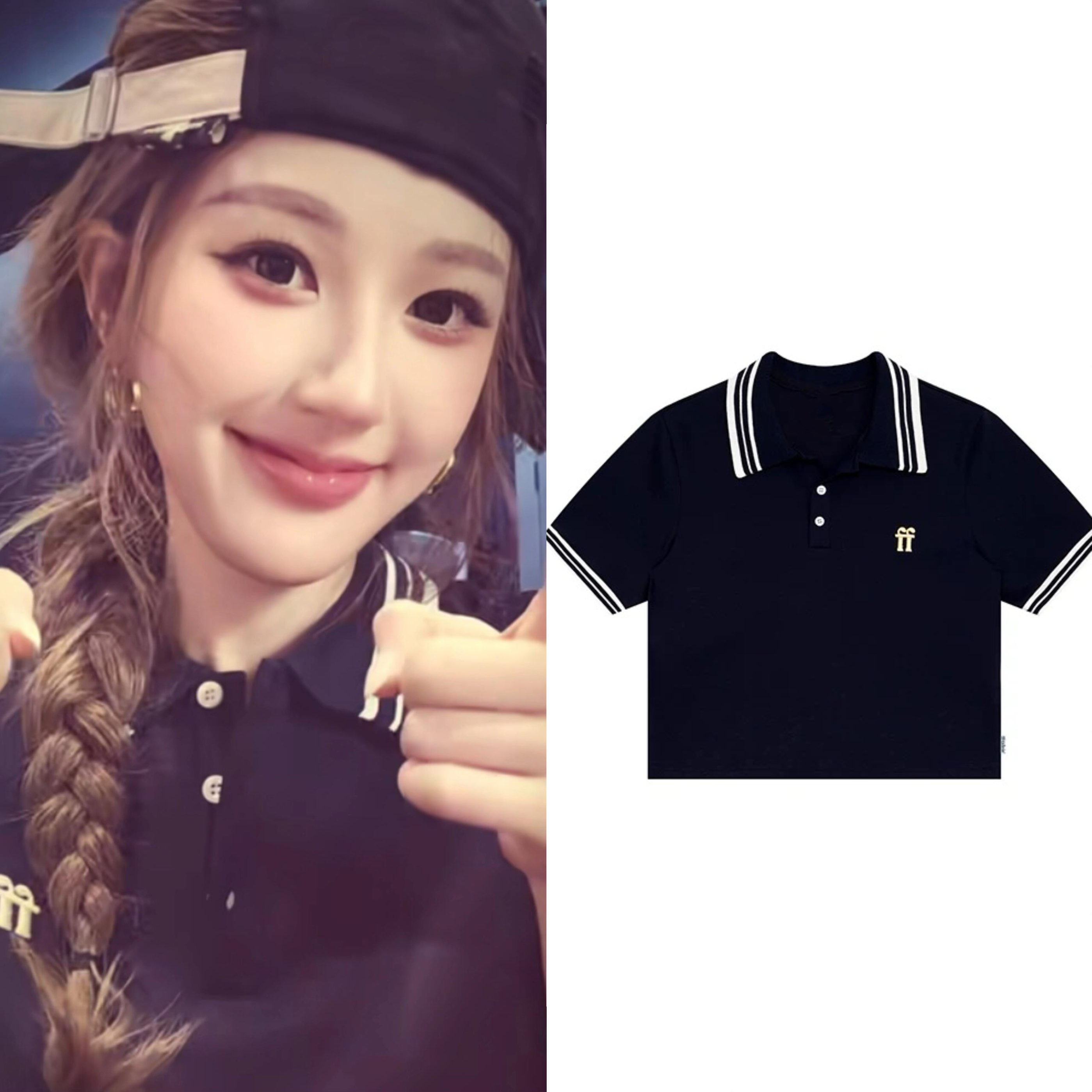 자오 이슬 생각하기 같은 단락 POLO 칼라 반팔 티셔츠 여름 새로운 자수 다용도 슬림해 보이는 긍정적 인 어깨 폴로 칼라 동정 맨위