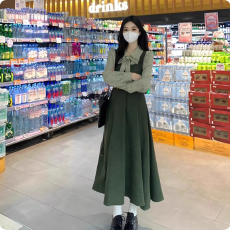 批发赫本风法式连衣裙女秋季高级感<b class='q'>裙子</b>大码胖MM显瘦学院风A字裙