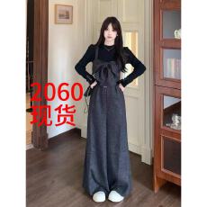 批发法式蝴蝶结背带阔腿裤<b class='q'>两件</b>套<b class='q'>女</b>2026秋季大码胖mm复古名媛显瘦套装