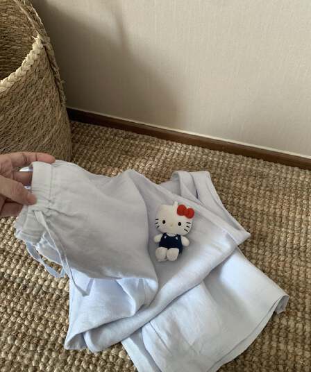 파란색 아마 차가운 바지