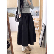 批发花苞<b class='q'>半身裙</b><b class='q'>女</b>春夏新款松紧腰遮垮显瘦高腰中长大摆长裙子