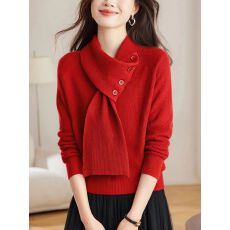 批发设计感围脖毛衣女时尚秋冬2025新款高级感洋气宽松上衣<b class='q'>针织</b><b class='q'>打底衫</b>