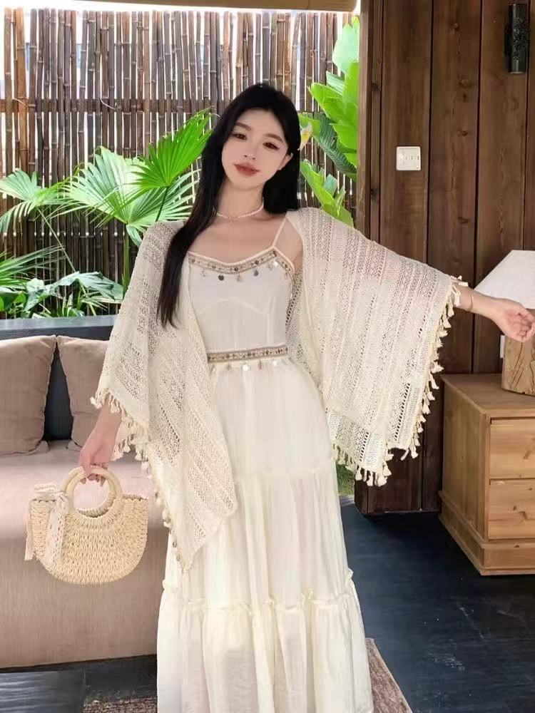 2026 여름 부드러운 달콤한 스타일 홀로우 아웃 자외선 차단 오픈 가디건 여성 얇은 스타일 숄 외부 가져 가라. 여름 블라우스 레이스 에어컨 셔츠