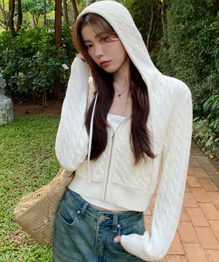 한 부서 후드 꽈배기 니트 오픈 가디건 여성 몸매 가꾸기 품격 느긋한 지퍼 털 외투 셔츠 긴팔 맨위
