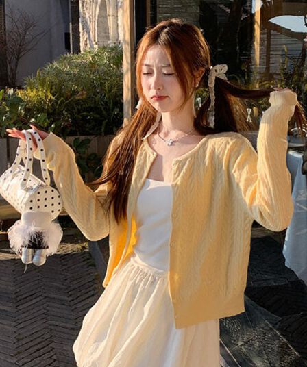 한 부서 느긋한 바람 레트로 니트 오픈 가디건 스웨터 여성 코트 새로운 이른 가을 품격 몸매 가꾸기 쇼트 스타일 맨위