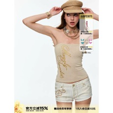 批发4muggle原创设计<b class='q'>春</b>夏金色无袖抹胸显瘦辣妹背心女紧身吊带上衣