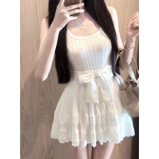 批发LXYG粉色蝴蝶结无袖背心针织吊带连衣<b class='q'>裙</b>女2026夏纯欲温柔小个<b class='q'>裙</b>子