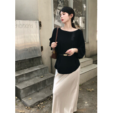 批发实拍 真实价 夏季法式圆领冰丝<b class='q'>针织衫</b>女<b class='q'>宽松</b>上衣配腰带