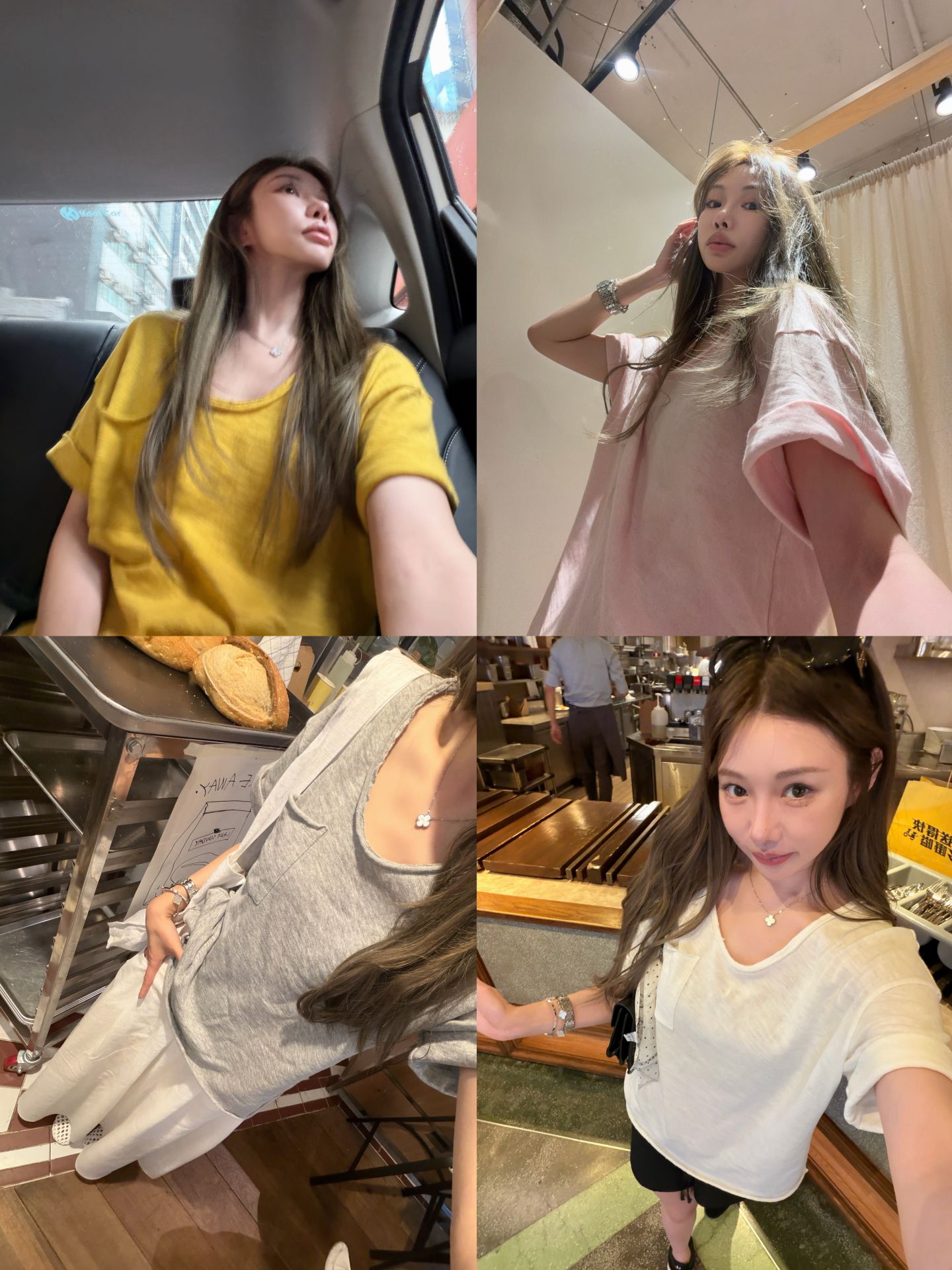 원본 대나무 마디 면 다용도 루즈핏 슬림해 보이는 4 색 볼륨 측면 주머니 tee 여성 여름 맨위