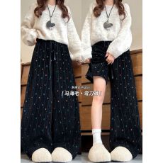 批发韩系黑色设计感2026新款高腰重工休闲裤女<b class='q'>冬</b>季设计感洋气阔腿裤