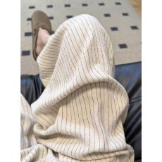 批发米杏色亚麻条纹阔腿裤女夏2026<b class='q'>大码</b>胖MM休闲宽松垂感小个子棉麻裤