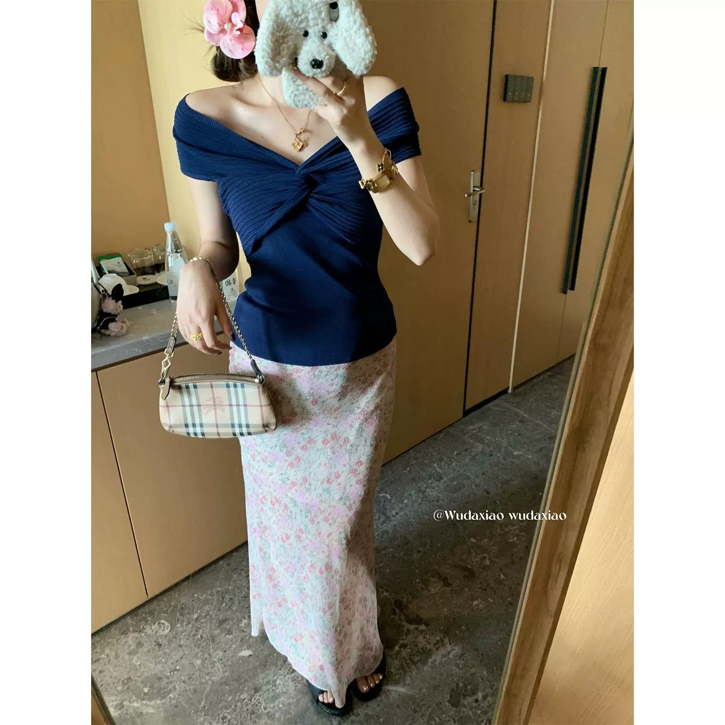 핑크색 꽃무늬 반신 스커트 여성 여름 새로운 쉬폰 다용도 슬림해 보이는 인어 꼬리 롱 스커트