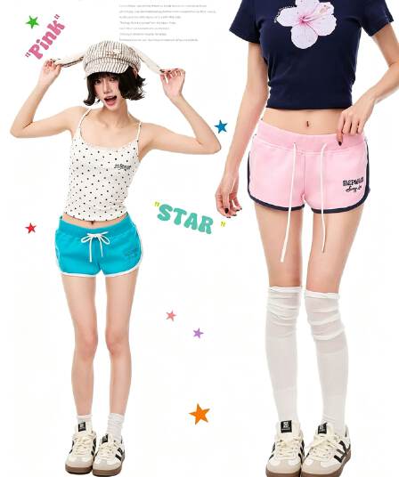 아메리칸 자수 펌프 로프 허리밴드 3 점 바지 여성 핫걸 여름 캐주얼 운동 요가 편안함 반바지