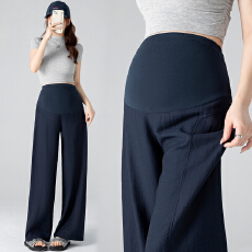 批发实拍<b class='q'>孕妇裤</b>外穿2026<b class='q'>夏季</b>新款亚麻薄款阔腿裤子孕期不勒肚孕妇装夏