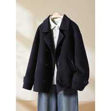 批发【理想主义】25冬新款女装<b class='q'>气质</b>翻领上衣撞色绣花双面呢大衣<b class='q'>外套</b>