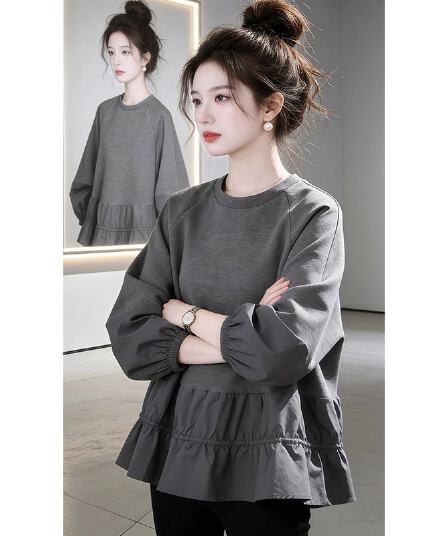 2026 가을 의상 새로운 한 부서 루즈핏 느긋한 바람 라운드 넥 후드티 여성 빈 가스 층 고유 한 아름다운 자이언트 잘 생긴 후드티