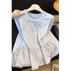 批发设计感小众立体花朵别致长袖衬衫显瘦上衣春夏季韩系假两件衬衣