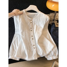 批发蕾丝花边<b class='q'>衬衣</b>女2026春季新款设计感时尚穿搭宽松白色<b class='q'>衬衣</b>休闲上衣