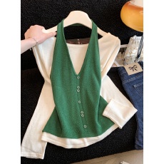 批发辣妹挂脖<b class='q'>吊带</b><b class='q'>背心</b>女2026新款长袖内搭上衣叠穿两件套