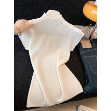 批发半透半高领小飞袖针织衫女春<b class='q'>夏</b>新款重工烫钻显瘦内搭气质上衣