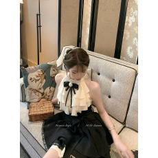 批发Tomoyois蔷薇夜昙 日系千金感挂脖蛋糕蝴蝶结<b class='q'>蓬蓬裙</b><b class='q'>连衣裙</b>