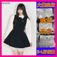 批发小众设计感无袖网纱<b class='q'>撞色</b>赫本公主风秋季<b class='q'>连衣裙</b>女