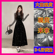 一颗小野莓韩系收腰背心连衣裙女冬季新款超好看的蝴蝶结设计长裙
