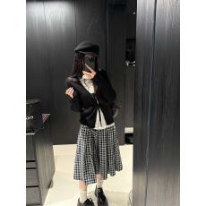 批发黑色系带针织开衫上衣女春季新款韩版百搭时尚套装