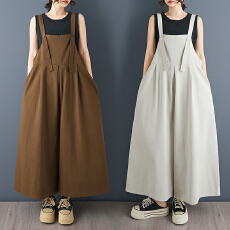 批发实拍 2026新款洗水棉料宽松减龄背带裤大码休闲工装阔腿裤连体裤