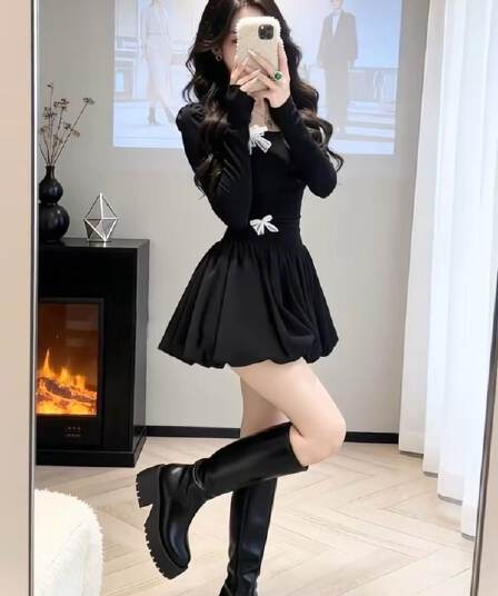 인터넷 유명인 새로운 2026 가을 패션 미니 스커트 드레스