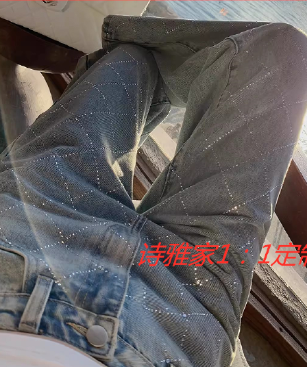 안녕하세요. 팬 팬 고온 링 그리드 핫픽스 청바지 여성 여름 새로운 다용도 슬림해 보이는 스트레이트 캐주얼 긴 바지 트렌디