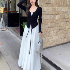 批发大码胖mm纯欲风不规则系带披肩上衣女秋季新款收腰显瘦<b class='q'>套装</b>