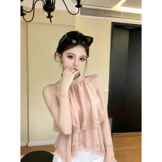 批发实拍夏季法色气质圆领拼接假两件挂脖型露肩<b class='q'>背心</b>性感荷叶边上衣