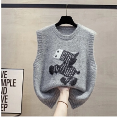 批发圆领针织<b class='q'>马甲</b>背心女2025春秋新款宽松外穿<b class='q'>马夹</b>叠穿外搭毛衣坎肩潮