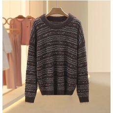 复古时尚洋气圆领套头针织衫2025冬季新款今年流行女装