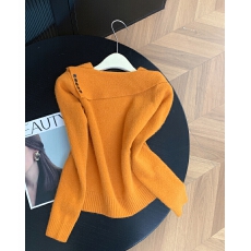 批发<b class='q'>韩版</b>一字肩翻领羊毛<b class='q'>针织衫</b>2026新款女高级感洋气时尚百搭毛衣