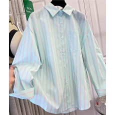 批发条纹减龄防晒衬衫<b class='q'>女装</b>春季新款宽松休闲衬衣<b class='q'>外套</b>上衣